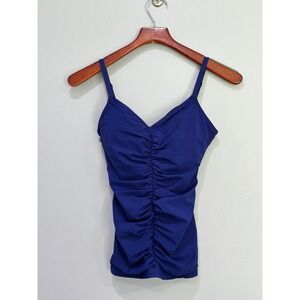 Profile by Gottex 34D Blue Ruched Tankini Top Adjustable Straps‎ Swimwear